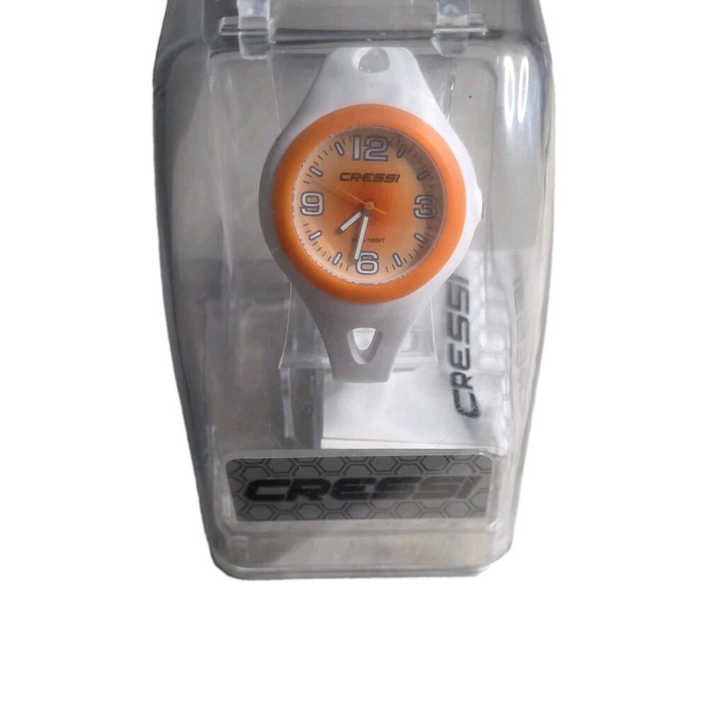 Cressi Orange & White Sport Dive Watch 50M Quartz Analog Water Resistant W/ Box